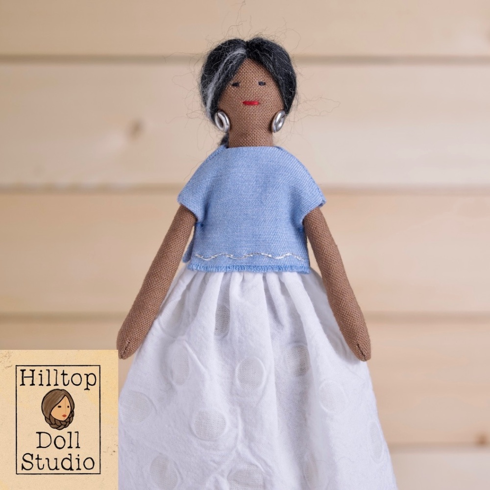 Mini Fabric Doll "Ava" Handcrafted Textile Cloth Heirloom Primitive Doll